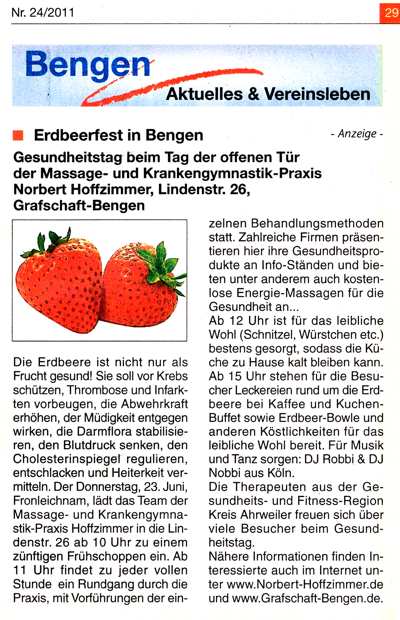 Gesundheitstag in der Grafschafter Zeitung